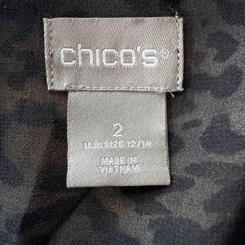 Chicos Leopard Print Sleeveless Tie neck Top Size 2 (12/14) - Picture 8 of 10